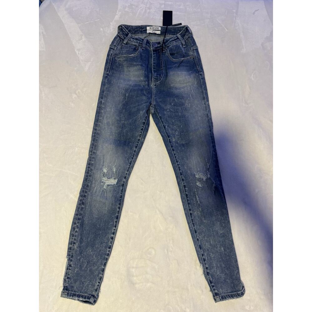 NWT Women’s One X OneTeaspoon Super High Freebirds II Size 26 Ripped Blue Jeans